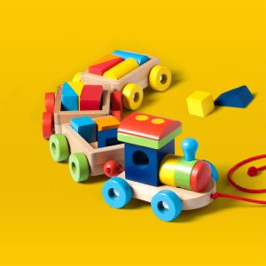 Wooden toy train for play therapy